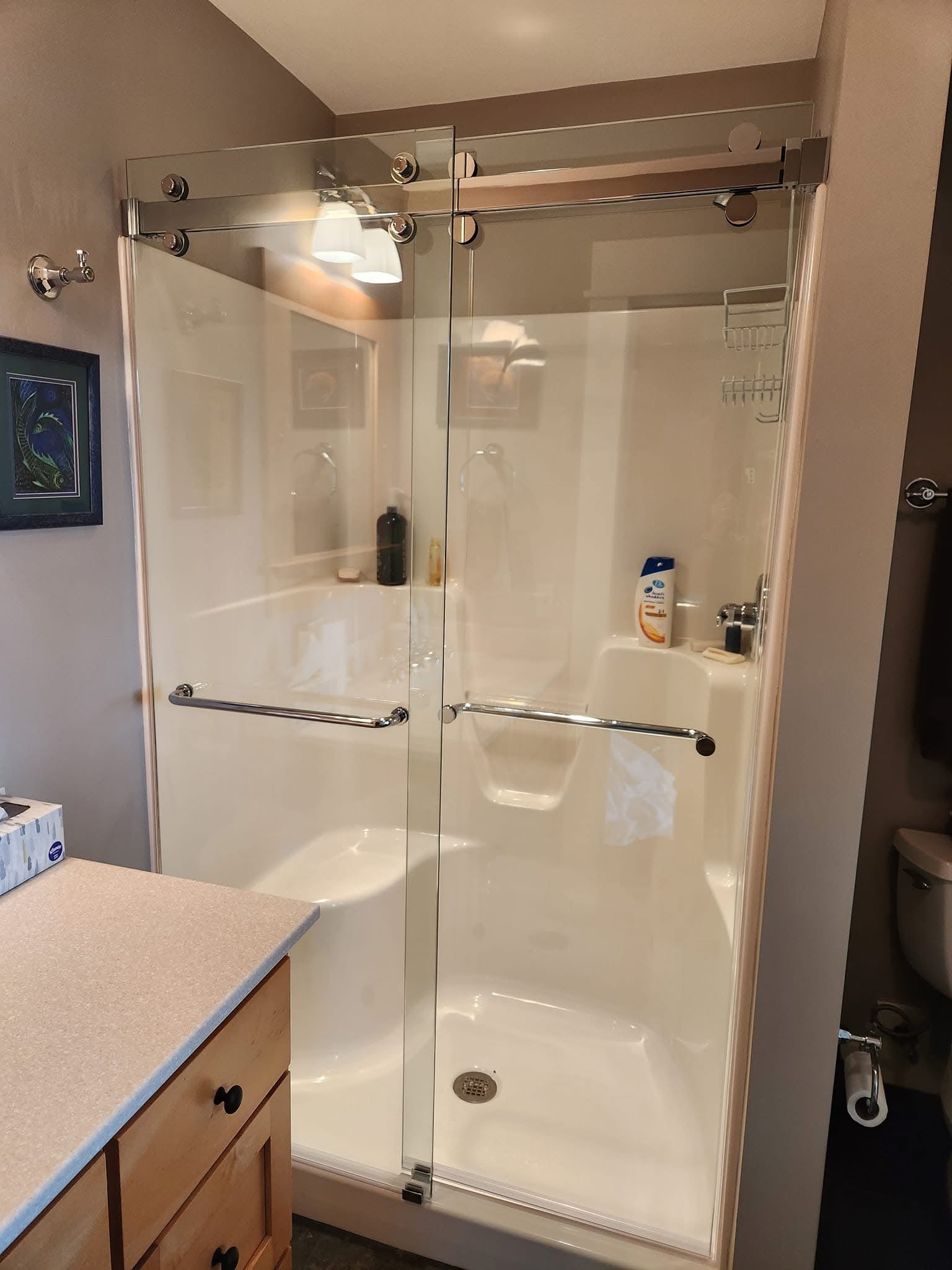 Cambridge Frameless Sliding Shower Door - Double Sliding System