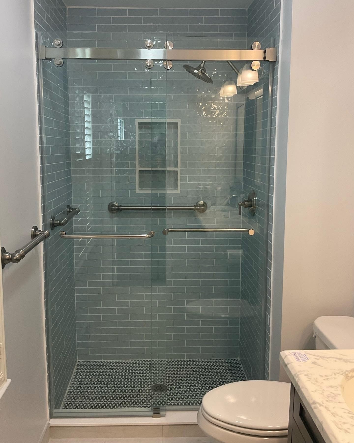 Cambridge Frameless Sliding Shower Door - Double Sliding System