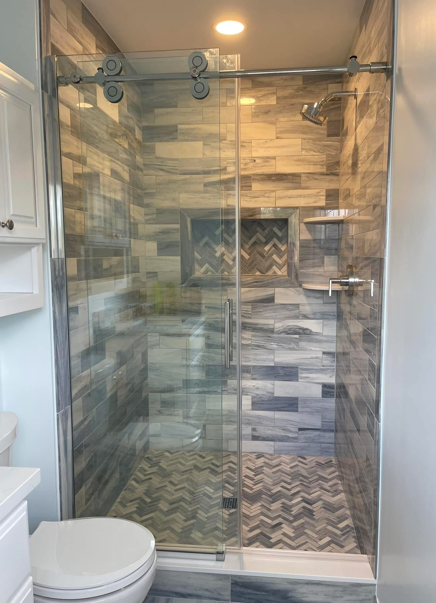 Frameless Sliding Shower Door - Crescent Style