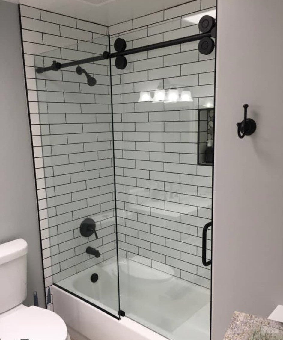 Frameless Sliding Shower Door For Bathtub - Crescent Style