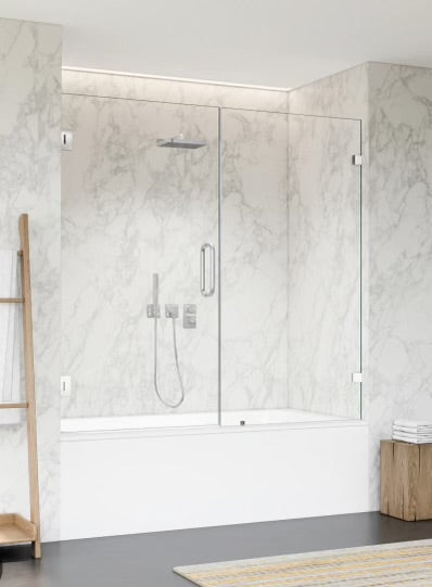 Frameless Shower Enclosure Door and Panel For Bathtub