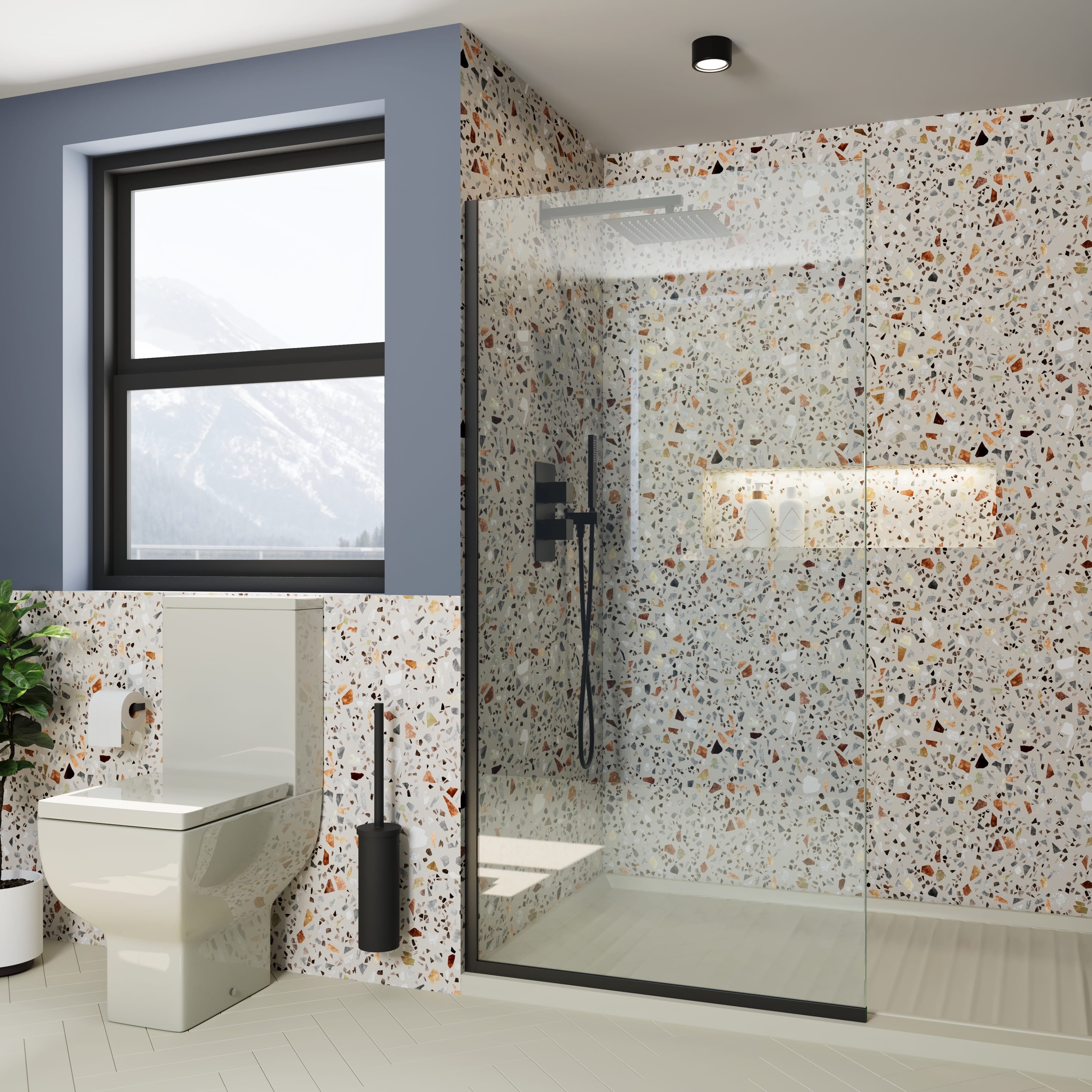 One Single Glass Shower Panel - 3/8-inch Tempered Clear Glass