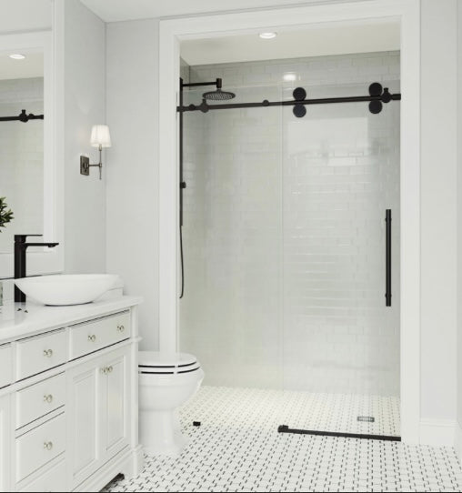 Frameless Sliding Shower Door - Crescent Style